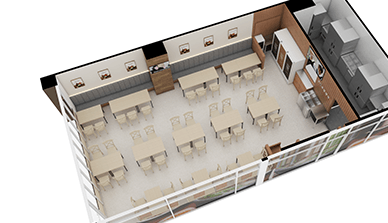 국밥생각 매장 3D 평면 도면